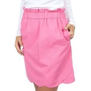 Lauren James Scalloped Seersucker Skirt in rose pink